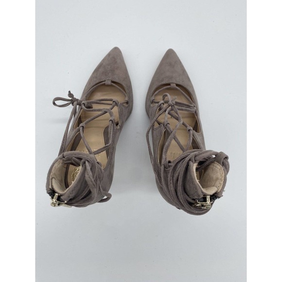Vince Camuto Womens Barsha Suede Lace Up Zip Heels Gray/Brown Size 6.5 - Picture 5 of 7